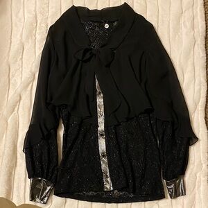BKE Black Blouse with Silver Details